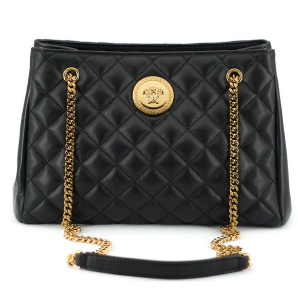Versace Handbags - Authentic VERSACE BLACK QUILTED NAPPA LEATHER MEDUSA WOMEN'S HANDBAG
